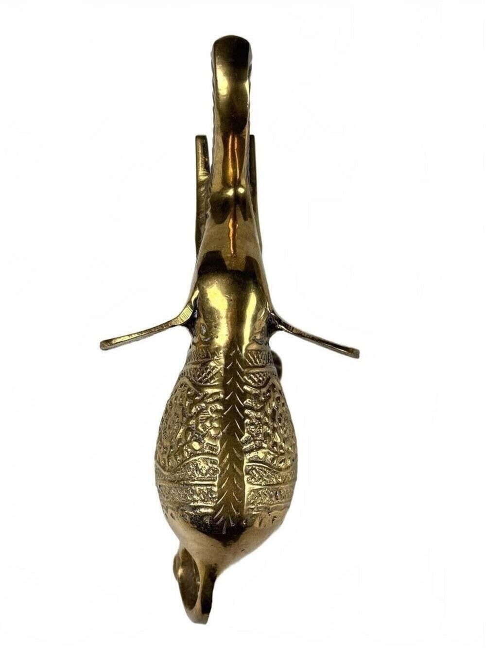 Small 5 inches Vintage Indian Brass Elephant Figurine Engraved Art - Picture 7 of 7